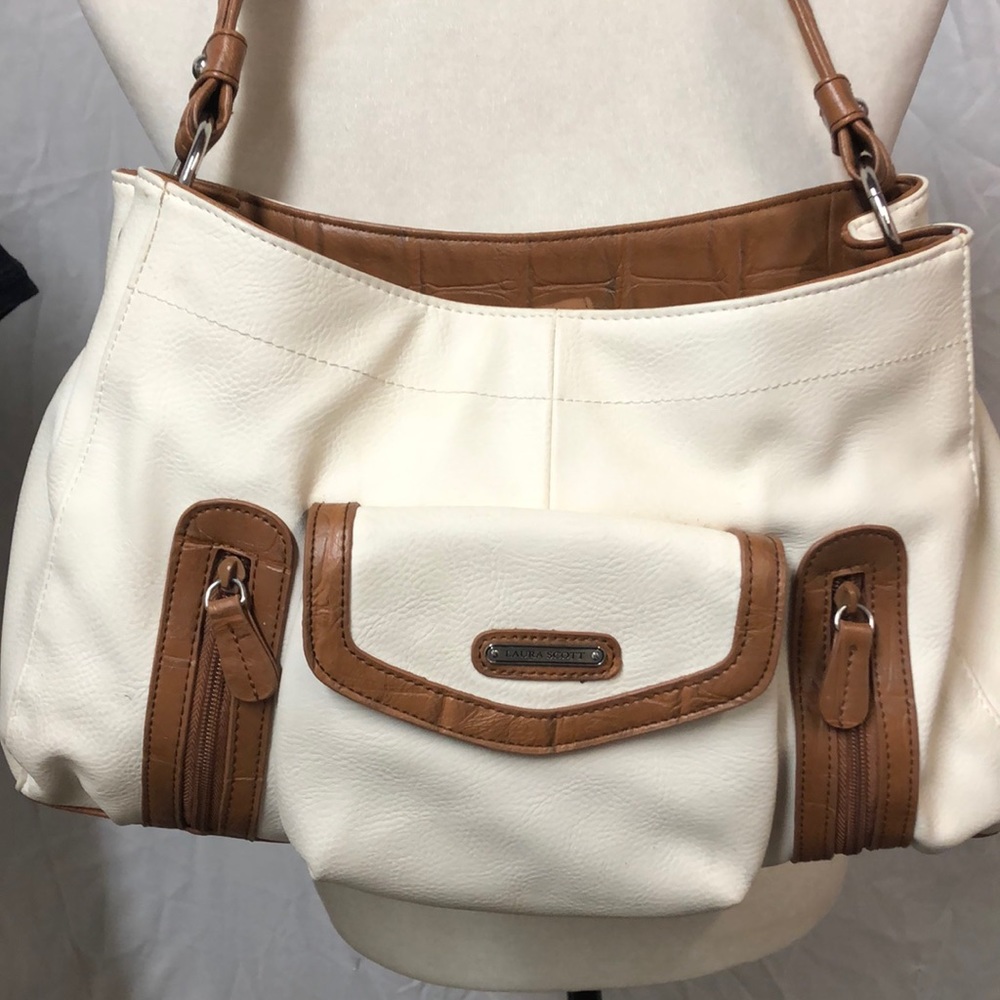 Women’s Laura Scott Cream Brown Shoulder Handbag